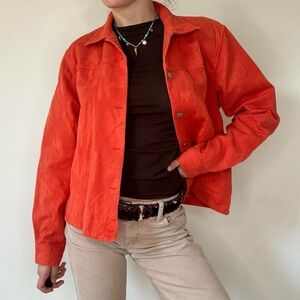 90’s Textured Orange Button Up Jacket